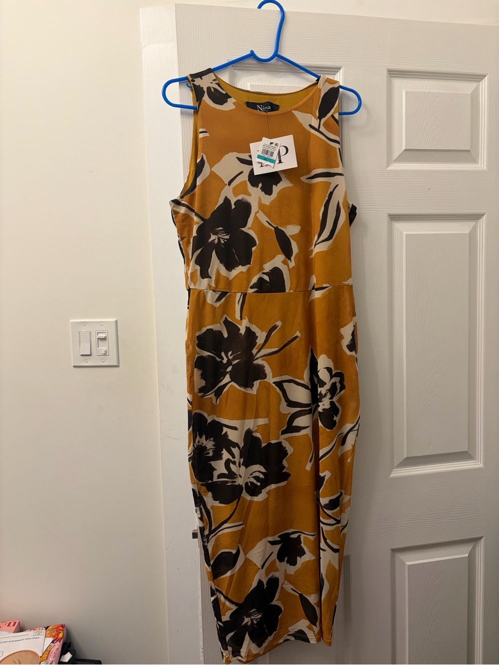 NWT Nina Parker x Macy’s Yellow Floral Mesh Midi Dress Size 0X